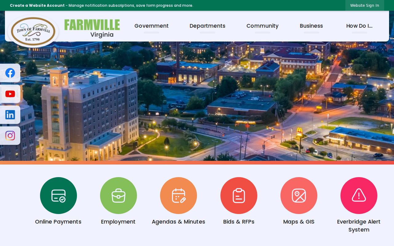Farmville criminal records route through the official Town of Farmville government