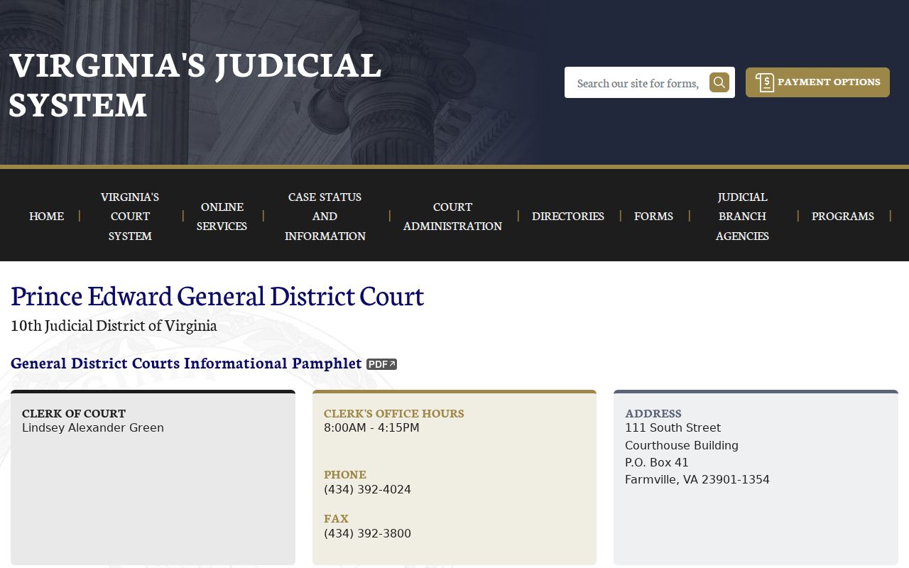 Prince Edward County criminal court General District information