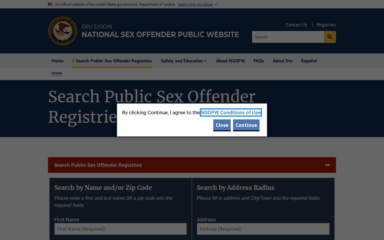 Prince Edward County sex offender check through the national NSOPW search
